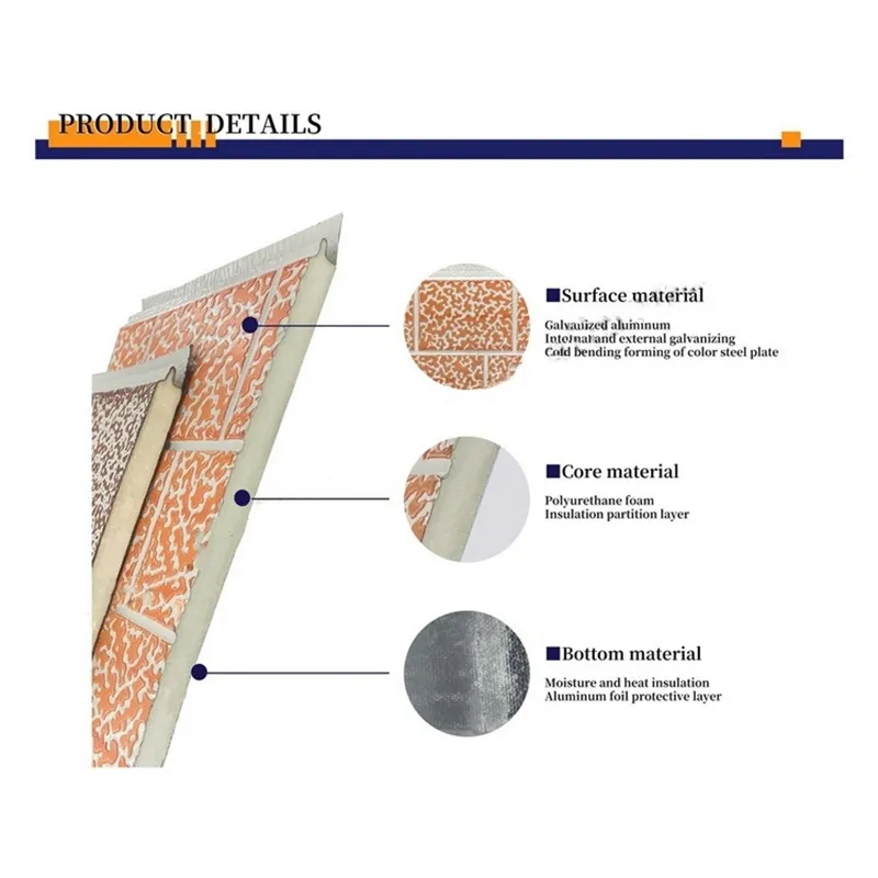 16mm Thickness PU Exterior Wall Insulated Polyurethane Foam Sandwich Panel Lightweight Thermal Insulation Metal Siding for House