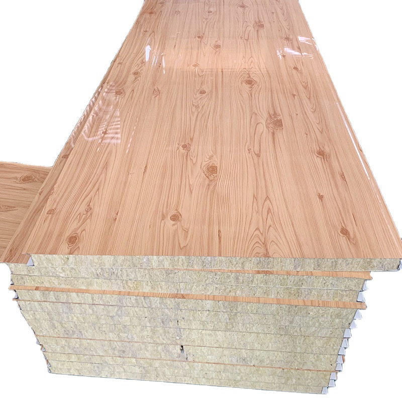 Popular wood slat wall panel rock wool sandwich panels board for building