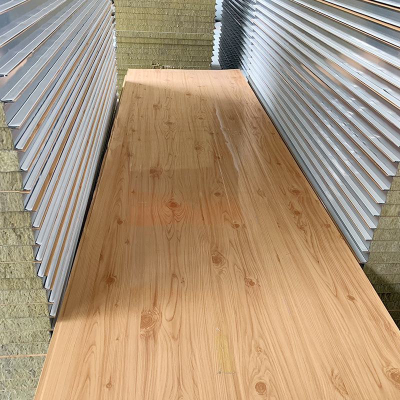 Popular wood slat wall panel rock wool sandwich panels board for building