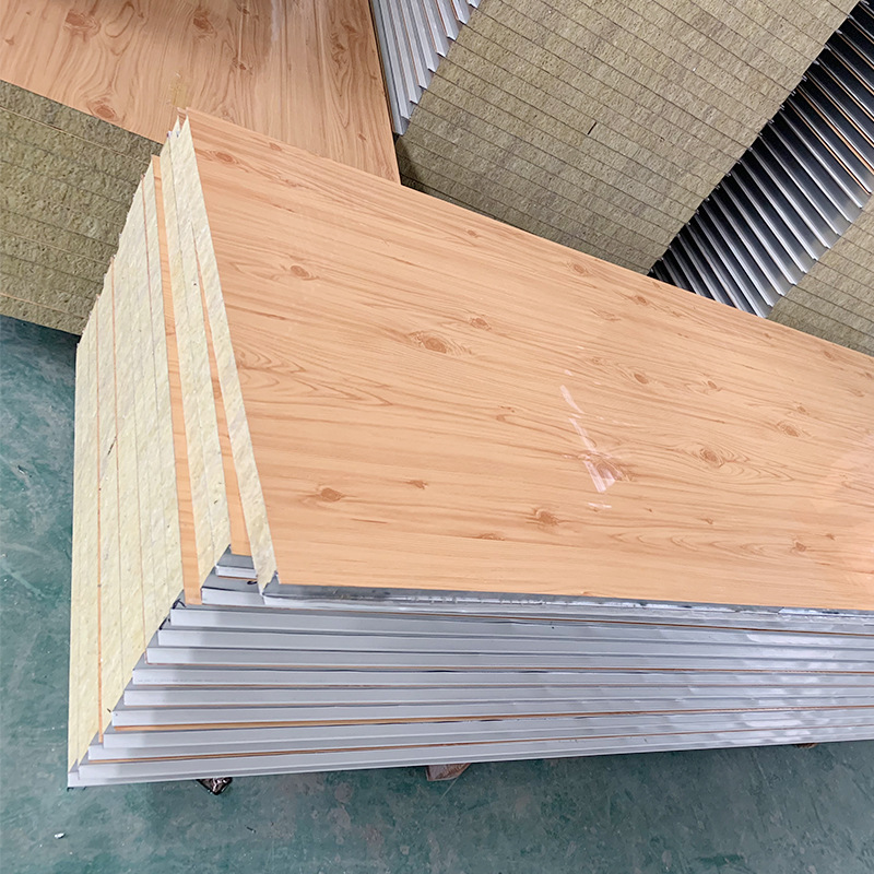Popular wood slat wall panel rock wool sandwich panels board for building