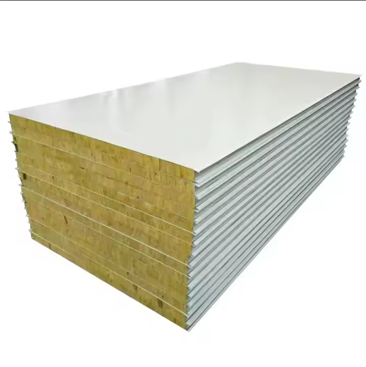 Color Steel Fireproof Purification Board Antibacterial Sandwich Panel Rock Wool Purification Board for Food Workshop