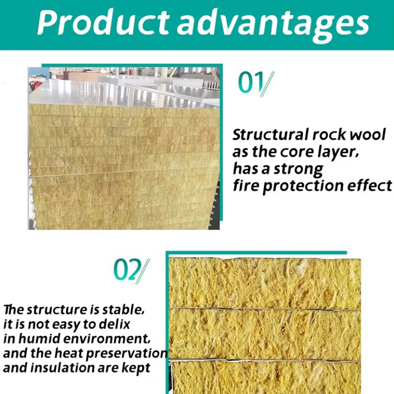 Factory Price 50mm to 100mm Fireproof Rock Wool Wall Sandwich Panel Corrugated Sandwich Panel External Insulation Board