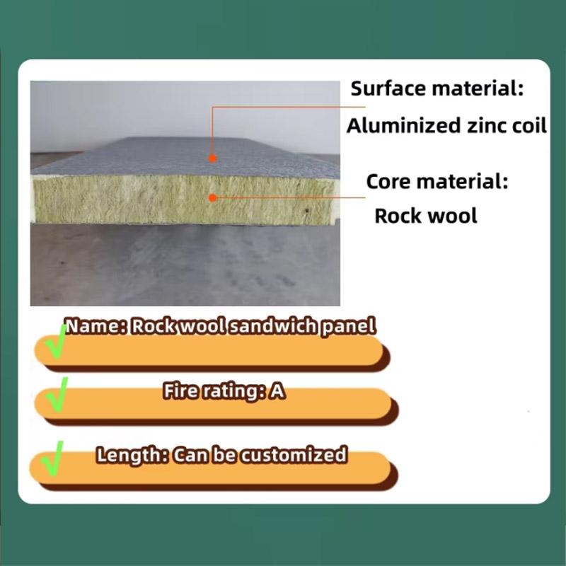 Used for House Flame-Resistant Roof Panels Rock Wool Core Wall Panel Cladding Metal Siding Panels with Smooth Surface